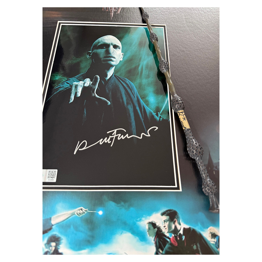 Lord Voldemort - Signed by Ralph Fiennes Photo & Wand Display - Harry Potter